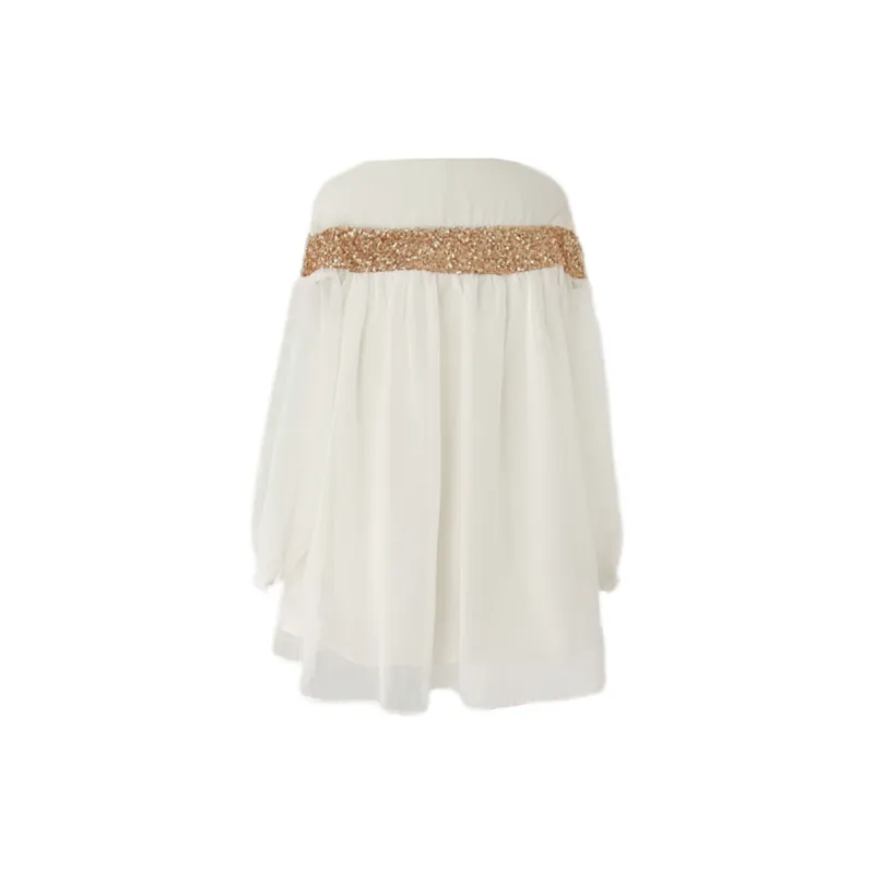 Udon House Long Sleeved Dress Women's Beige-1