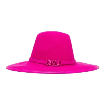 Valentino Wool Viscose Cotton Polyester Calfskin Metal Hats & Caps Women's Pink