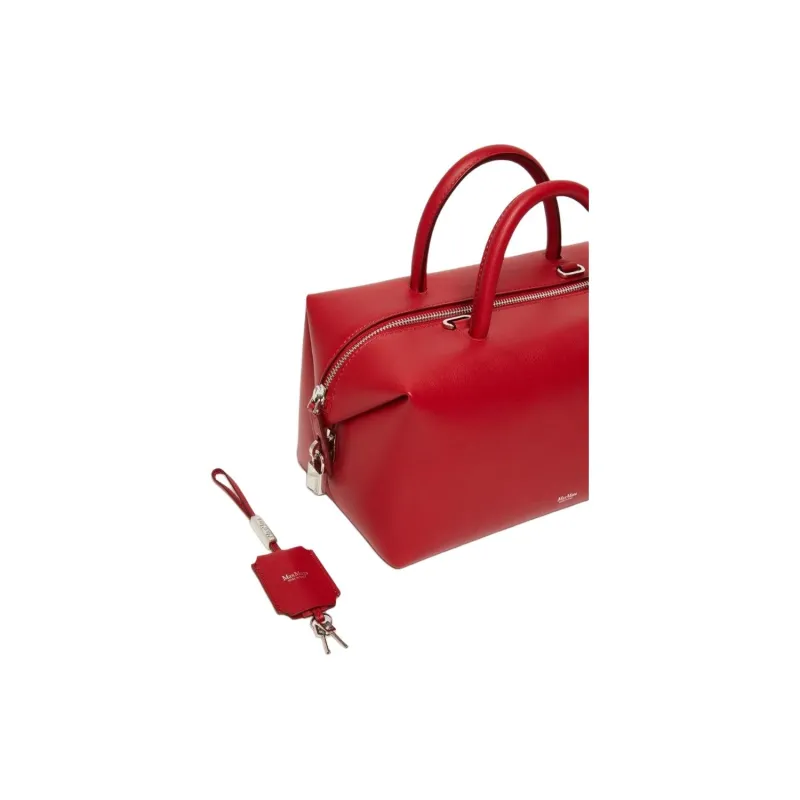 MaxMara Cow Leather Shoulder Bag, Crossbody Bag, Handbag Medium Size Women's Red-5