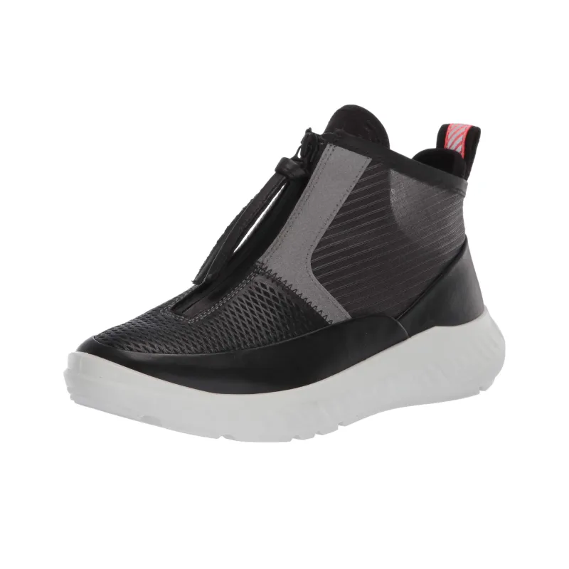 Ecco St.1 Lite Mid-Top Casual Shoes Women's Black-1