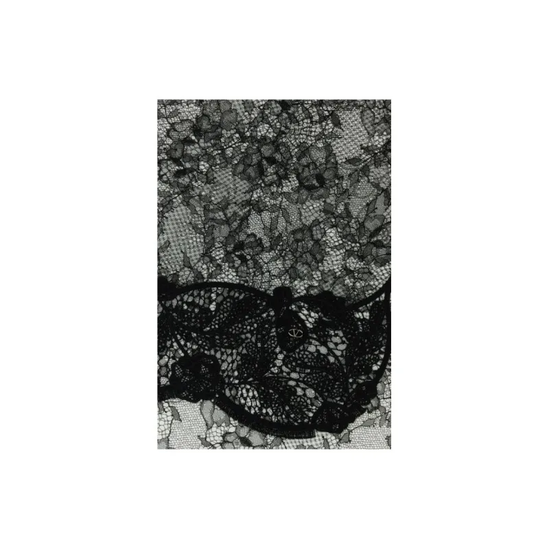Valentino Lace Detaile Flower Embroidered Scarf-1