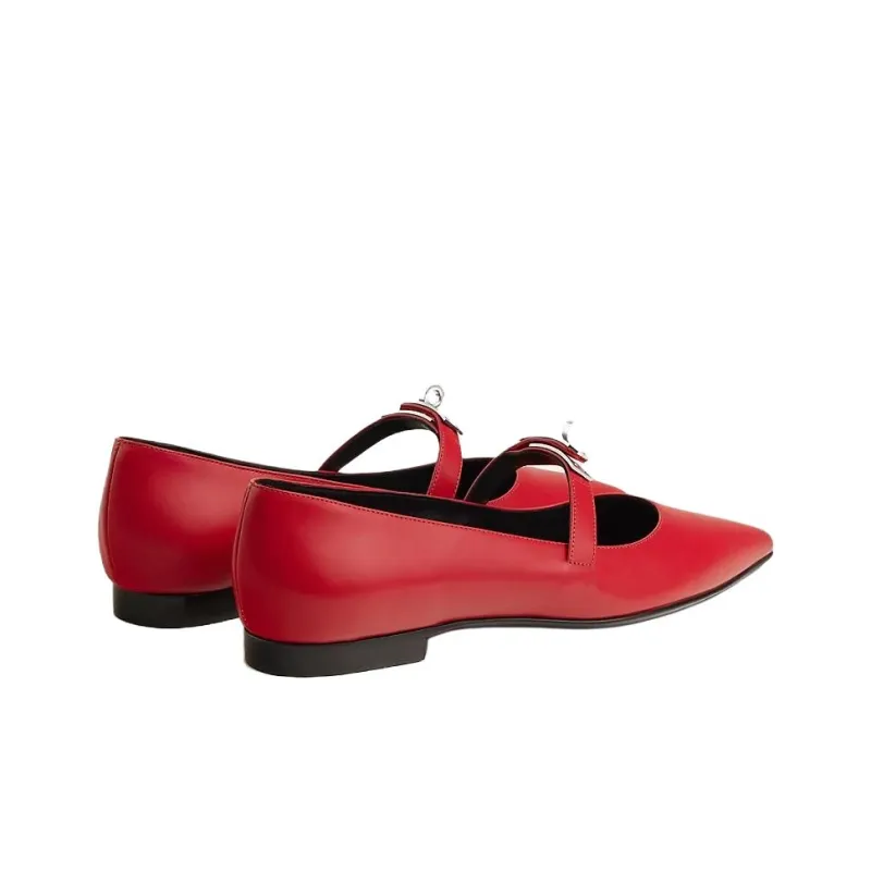 HERMES Kelly Casual Single Shoes Women's Red-3