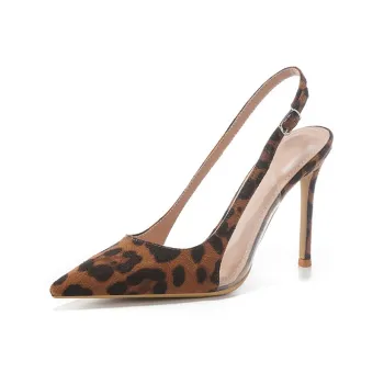TADSW Slim Heel High Heels Women's Leopard Print Brown