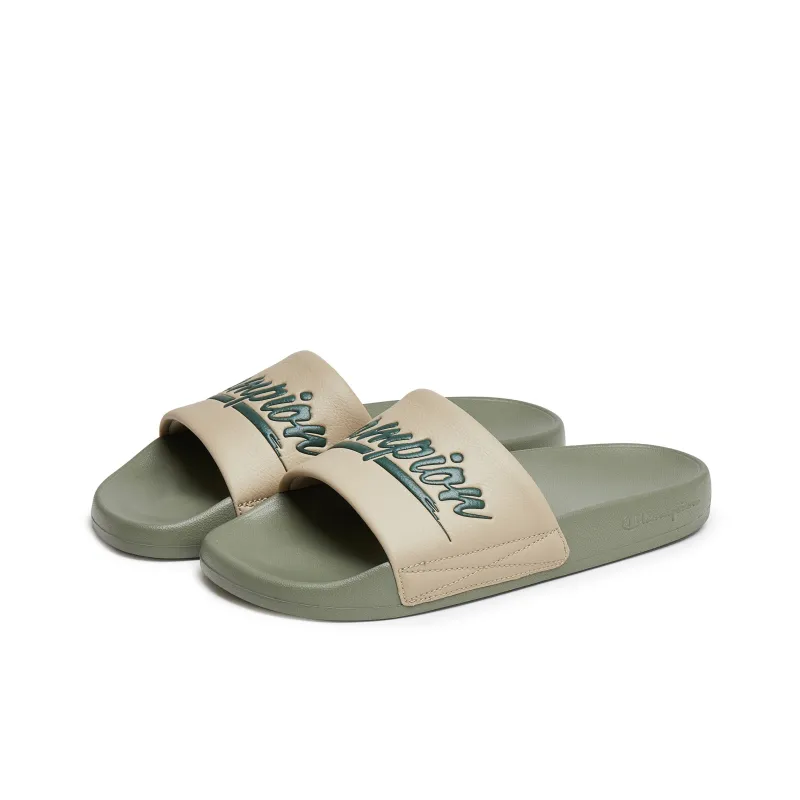 Champion EVA Slip Resistant Slide Slippers Unisex Sand Stone/Forest Green-2