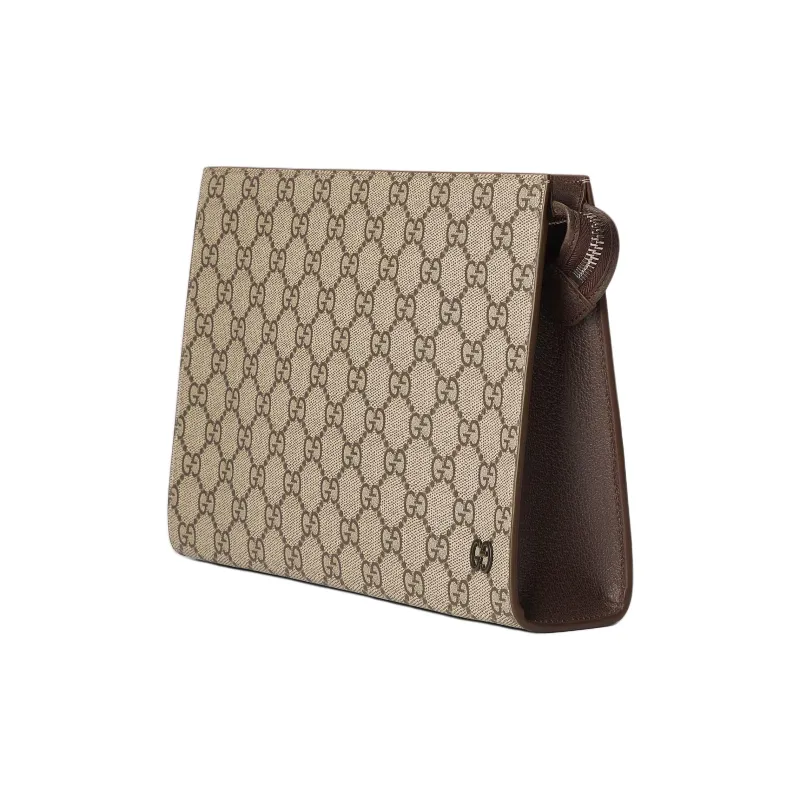 GUCCI Supreme Canvas Clutch Women's Beige & Ebony-1