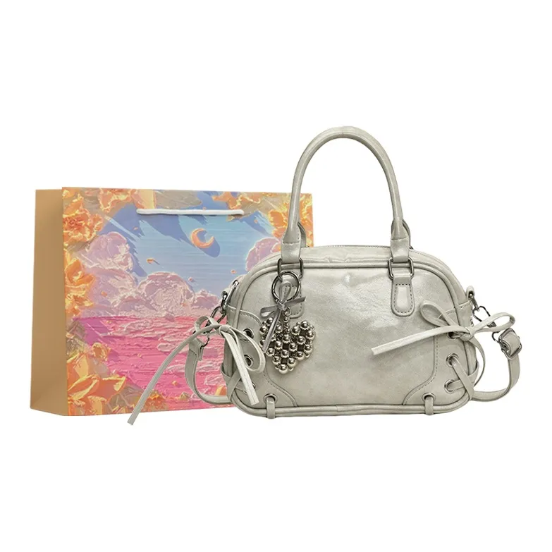 BRINCH PU Handbag Regular Women's Ecru/Gray/Pink/Black-4