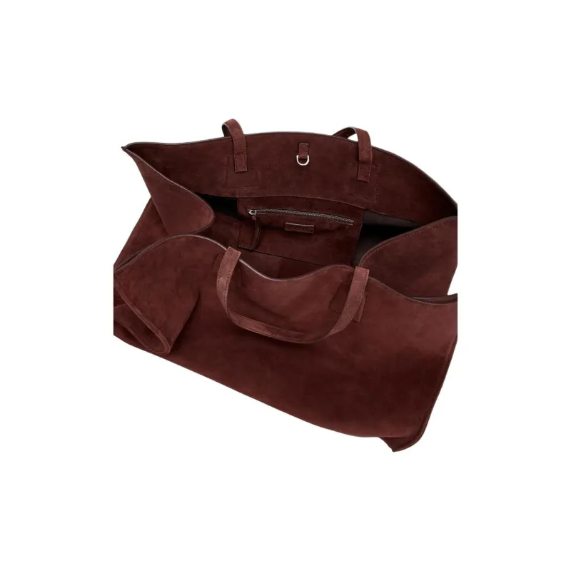 ZARA Cow Leather Tote Bag Shopping Bag Handbag Shoulder Bag Extra Large Women's Burgundy Red-3