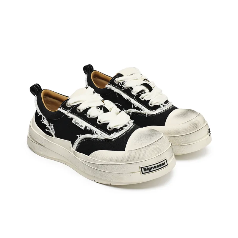 Angelmi Anti Slip Wear Resistant Low Top Skateboard Shoes Unisex Black-2