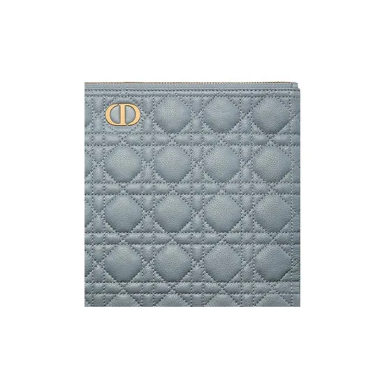 DIOR Caro Cow Leather Storage Bag Handbag Clutch Large Size Women's Cloud Blue-3