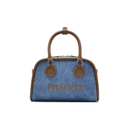 MUVA Canvas Canvas Bag Handbags Women's Denim Blue/Canvas Brown