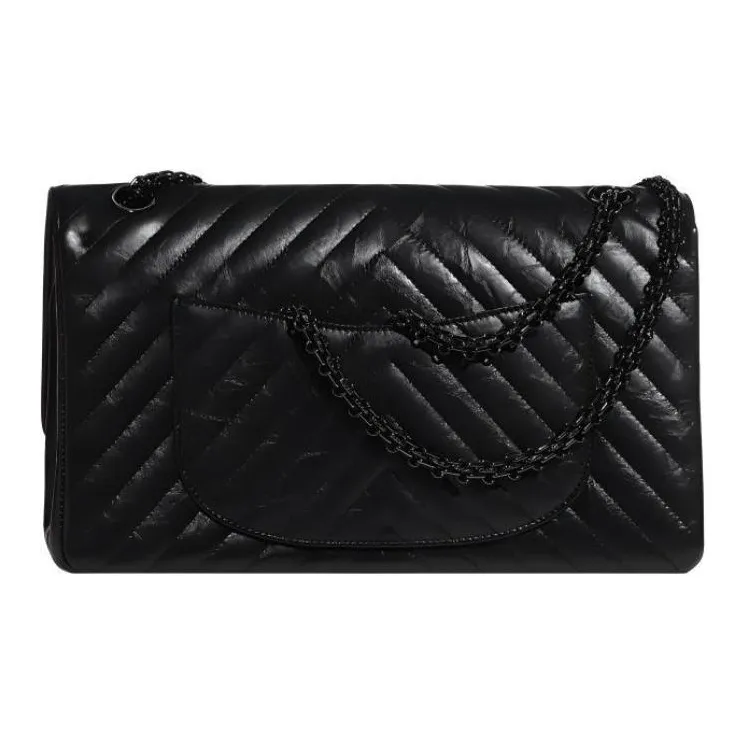 CHANEL 2.55 Vintage Calfskin And Metal Shoulder Bag Women's Black-1