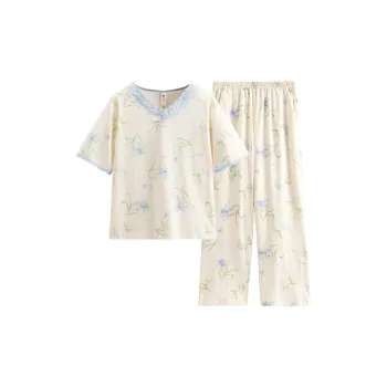 FENTENG Pajama Set Women's Ecru Floral Base