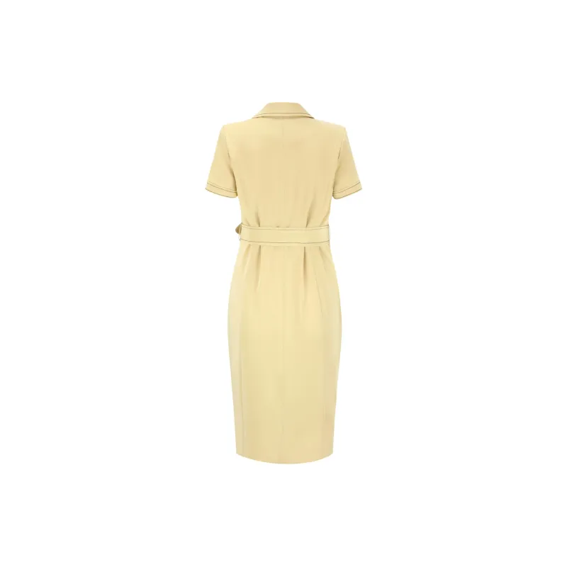 ONE SHALLOW Short Sleeved Dresses Women's Light Yellow-1