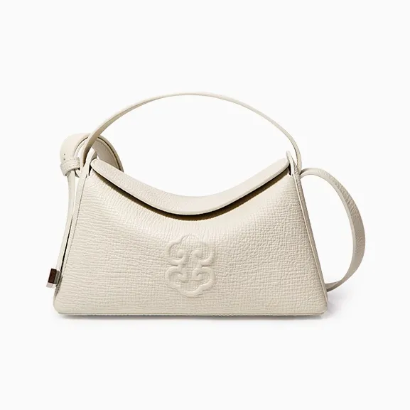 Look Grain Top Grain Cow Leather Crossbody Bag, One Shoulder Handbag Women's White/Brown/Black-25