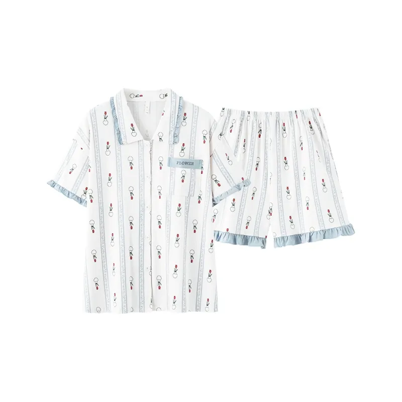 XIAFENYAN Pajama Set Women's Blue-0