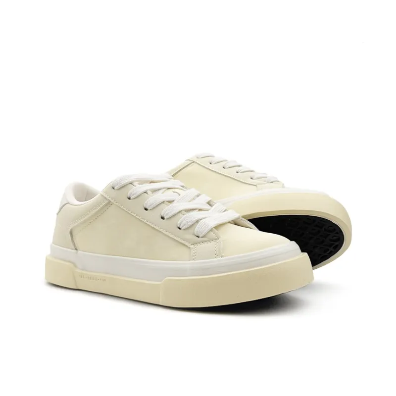 Mengsai Anti Slip Wear Resistant Low Top Skateboard Shoes Men's Almond Yellow-2
