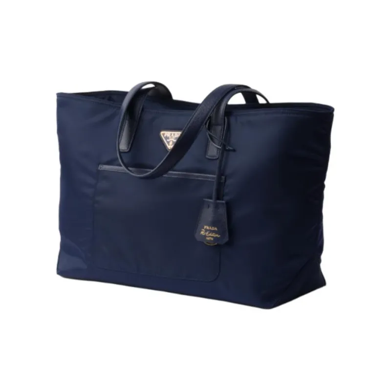 PRADA Re-Edition Fabric Tote Bag Shopping Bag Handbag Medium Size Women's Sea Blue-1