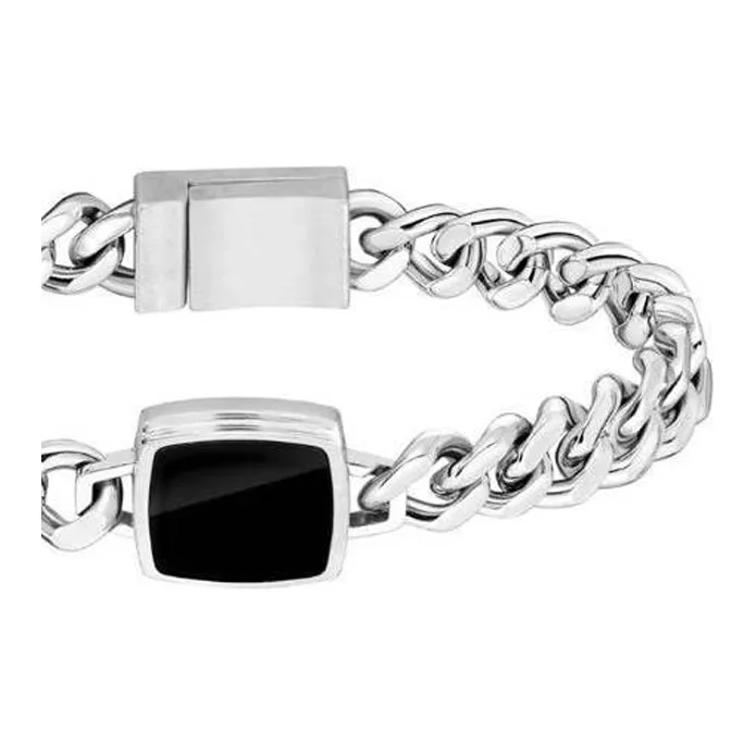 HUGO BOSS Stainless Steel Onyx Bracelets Men's Silver-1