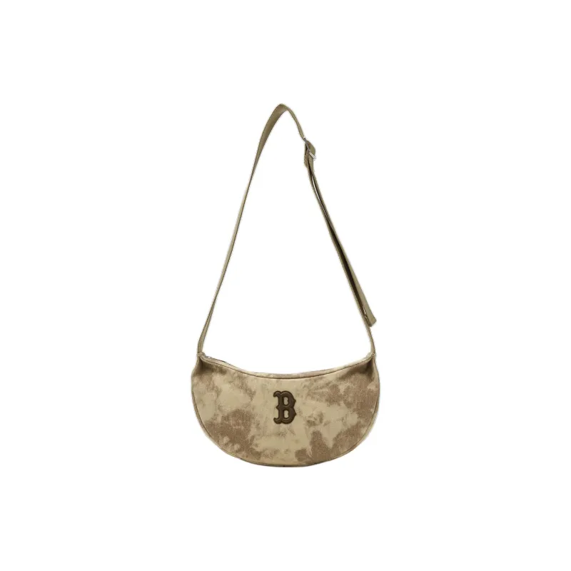 MLB Denim Shoulder Bag Unisex Charcoal Gray/Linen Sandy Brown-8