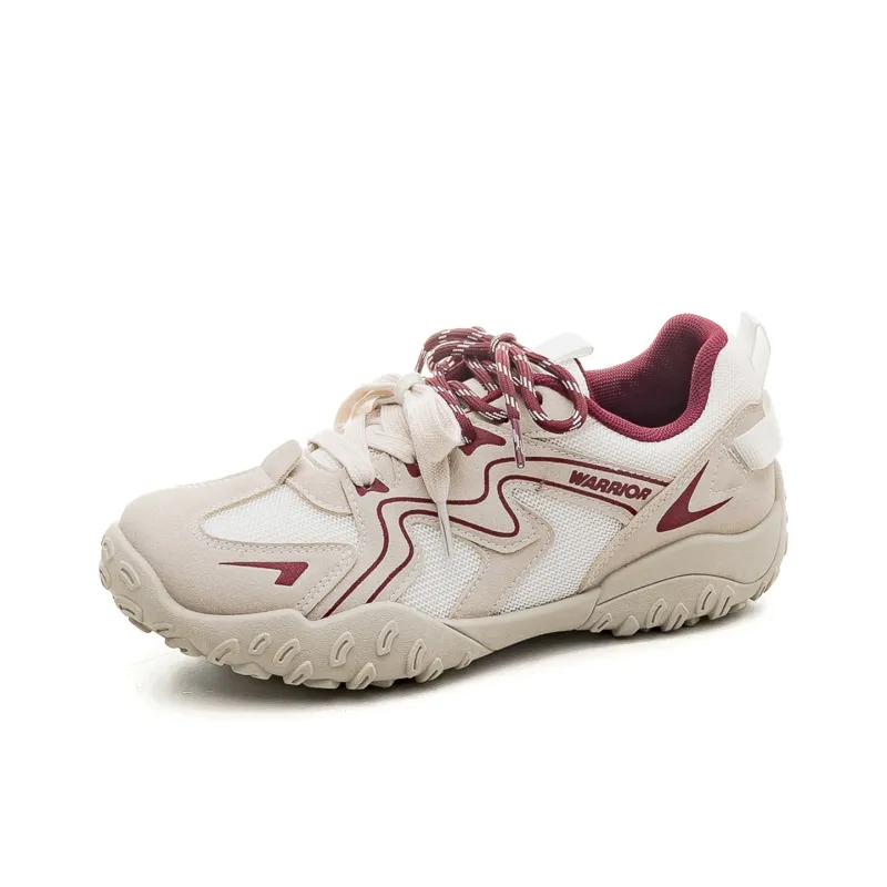 Warrior Breathable Lightweight And Wear-Resistant Low-Top Casual Shoes Women's Light Khaki Beige Red-1