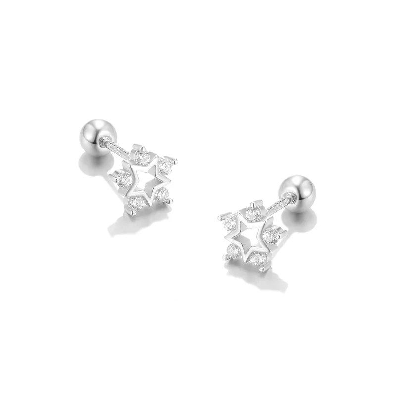 Clect 925 Sterling Silver, Synthetic Cubic Zirconia Stud Earrings Women's-2
