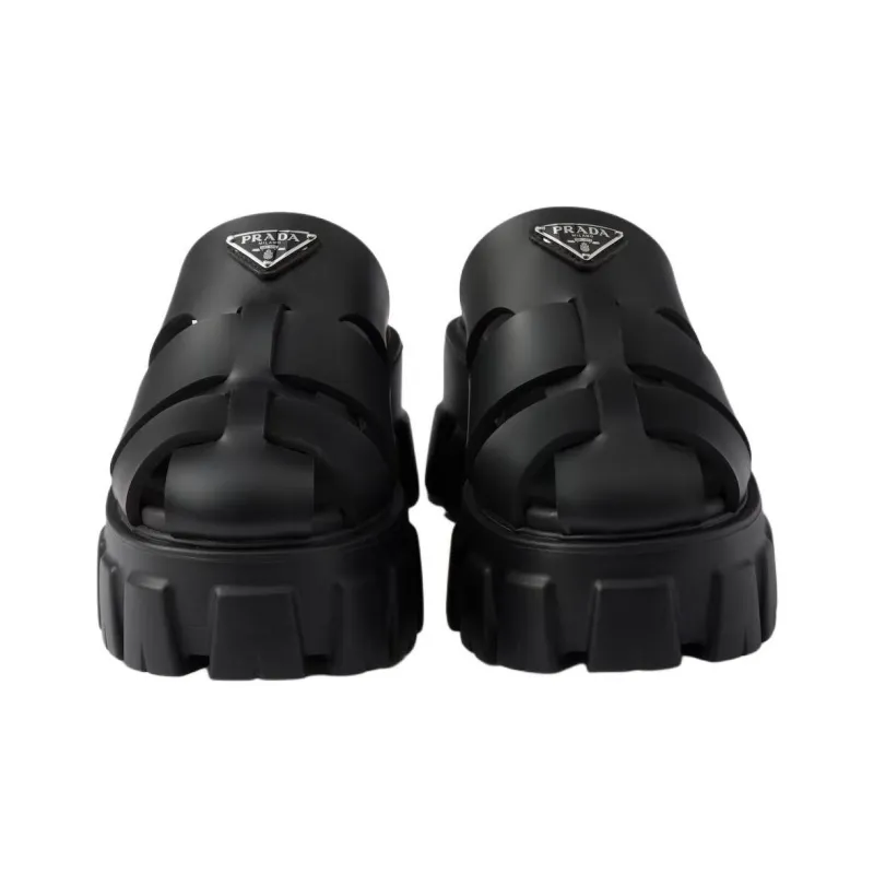 PRADA Monolith Closed Toe Slippers 5.5cm Women's Black-3