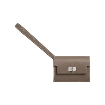 HERMES Kelly Pocket Madame Calfskin Clutches Wallets Women's 18 Etoupe Elephant Gray