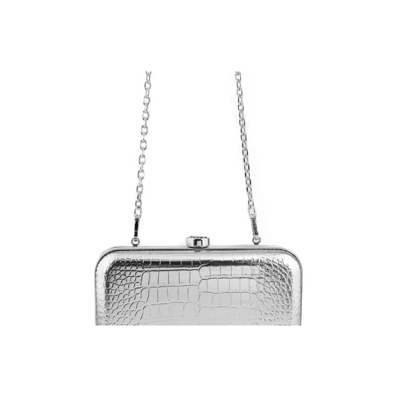 MICHAEL KORS Metal One Shoulder Clutch Women's Silver-3