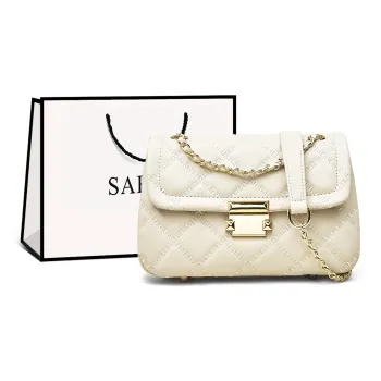 Safiya Cow Leather Handbag Crossbody Bag Small Size Women's White/Black