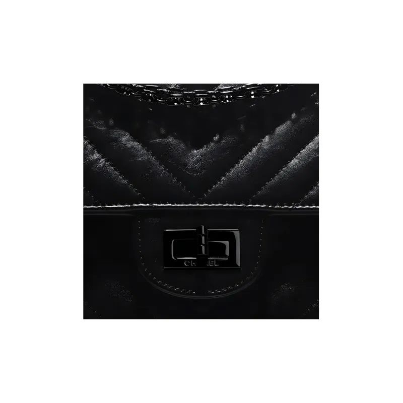 CHANEL 2.55 Vintage Calfskin And Metal Shoulder Bag Women's Black-3