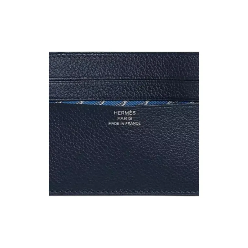 HERMES Citizen Twill Evercolor Calfskin Card Holder Women's New Ocean Blue & Zanzibar Blue-2