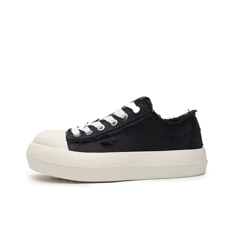 ESTEE GEEA Coverage Anti-Slip And Wear-Resistant Lightweight Height Increasing Low-Top Skateboard Shoes Unisex Black-0