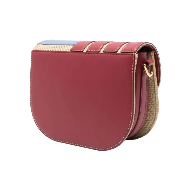 COCCINELLE Calfskin Crossbody Bag Medium Size Women's Deep Red & Multicolor-1