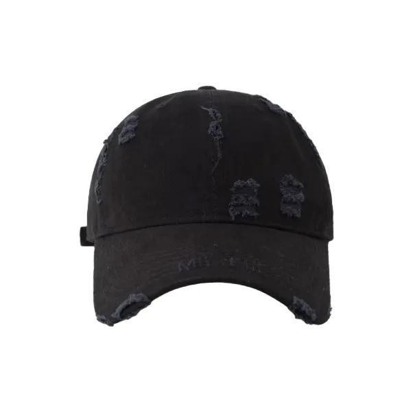 FREE RABBITⅡ Korean Style Vintage Washable Ripped Soft Top For A Smaller Face Baseball Caps Unisex-6