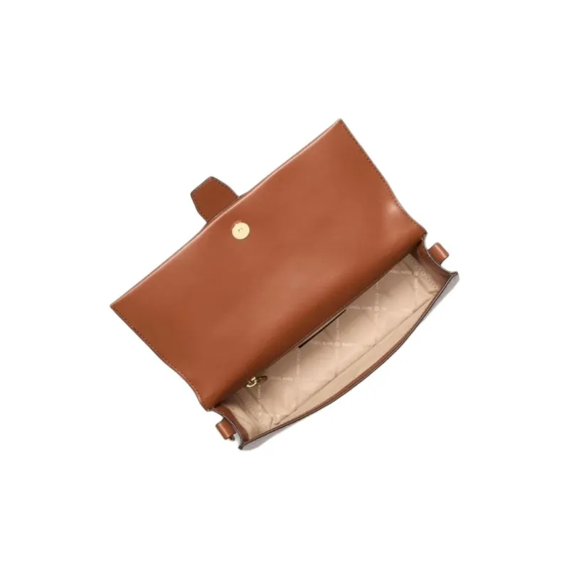 MICHAEL KORS Greenwich Artificial Leather Shoulder Bag, Crossbody Bag Medium Size Women's Vanilla White & Acorn Brown-2