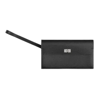 HERMES Kelly Pocket Chamkila Goatskin Clutch Unisex 89 Noir Black