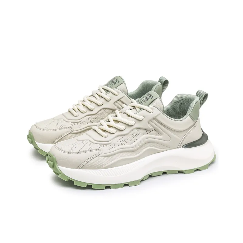 SENGUIBUCK Slip Resistant Breathable Height Increasing Low Top Chunky Sneakers Men's Gray Green-2