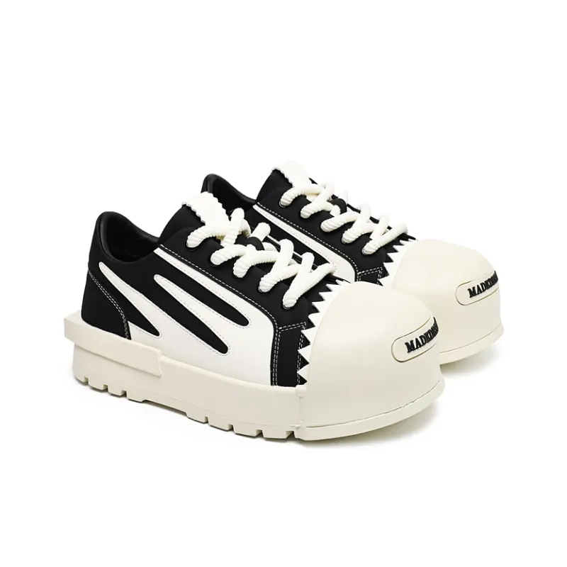 OUBT Fashion Big Head Casual Trendy Shoes Breathable And Slip Resistant Low Top Skateboard Shoes Unisex Black White-6