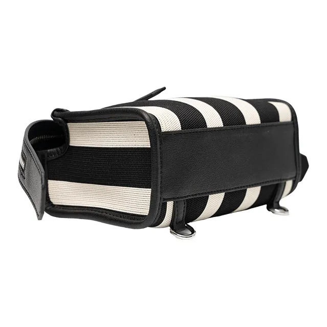 OMI Split Cow Leather Composite Leather With Textile Shoulder Bag Crossbody Bag Handbag Women's Black White Pattern-8
