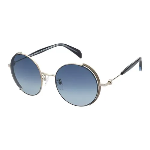 TAOSIXIONG Acetate Round Sunglasses Women's Silver