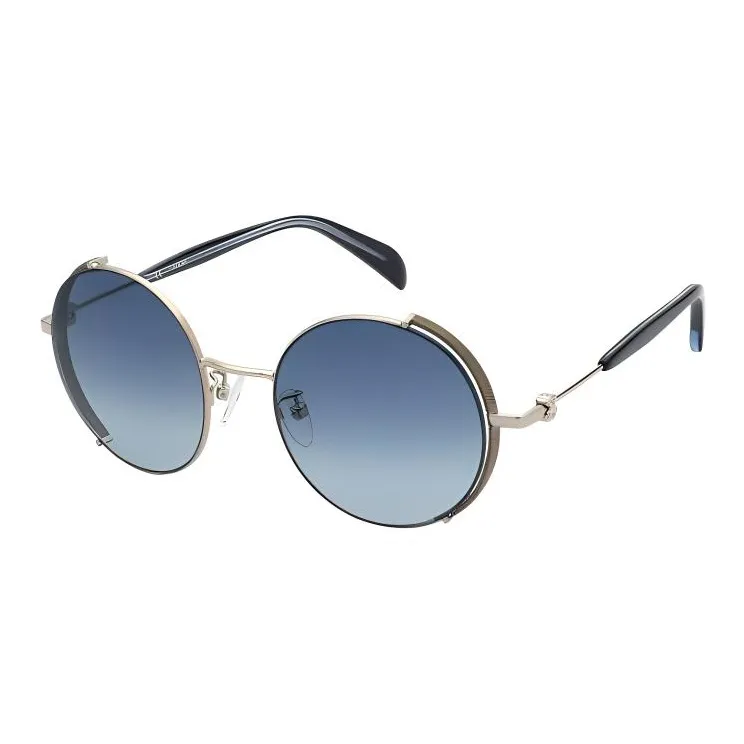 TAOSIXIONG Acetate Round Sunglasses Women's Silver-0
