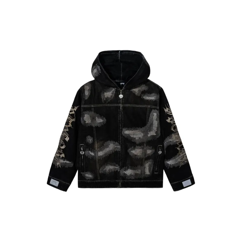 Revenge Death Note Collaboration Denim Jackets Unisex Dirty Black-0
