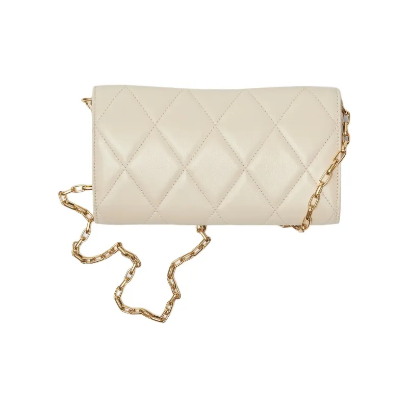 Burberry Lambskin Handheld One Shoulder Wallet Women's White-1