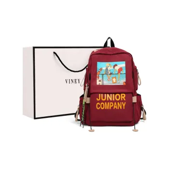 VINEY Nylon Fabric Backpack Regular Unisex Red