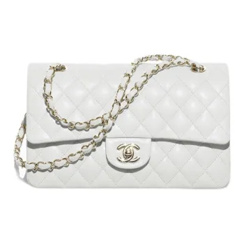 CHANEL Caviar Calfskin Chain Bag, Crossbody Bag, Shoulder Bag Medium Size Women's White