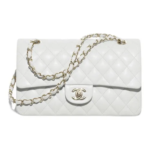 CHANEL Caviar Calfskin Chain Bag, Crossbody Bag, Shoulder Bag Medium Size Women's White