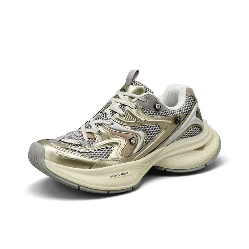 PONGFINITY Abrasion Resistant Low Top Chunky Sneakers Unisex Champagne-1