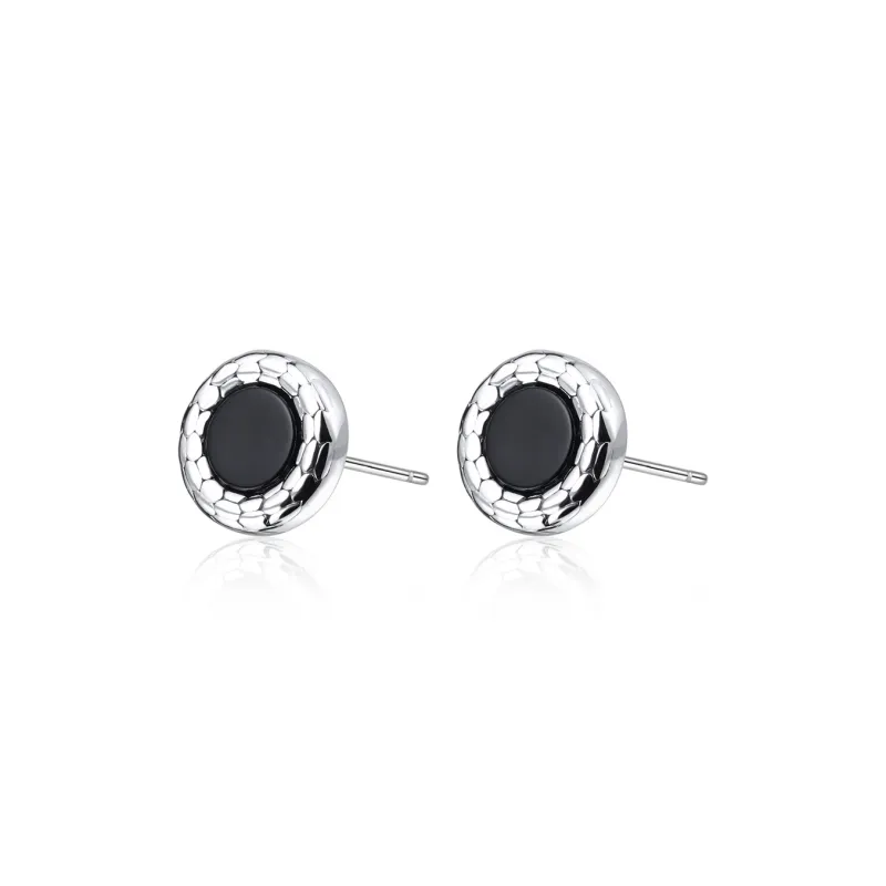 FOREVER MELODY 999 Fine Silver Stud Earrings Men's-0