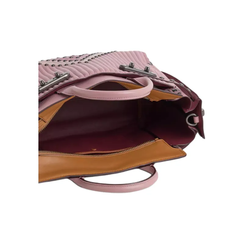 COACH Swagger Nappa Soft Leather One Shoulder Handbags Large Size Women's White Chrome & Gray Rose-4
