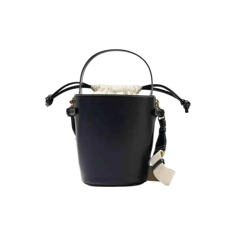 ZARA Polyurethane Bucket Bag, Shoulder Bag, Crossbody Bag, Handbag Large Size Women's Black-0